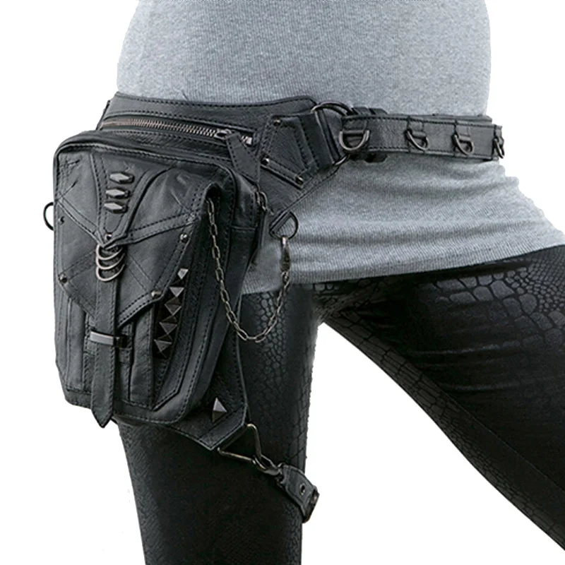 Norbinus Goth для женщин из искусственной кожи поясная сумка для ног поясной ремень хип мотоцикл панк Рок сумка-мессенджер через плечо сумка-Кобура - Цвет: 064