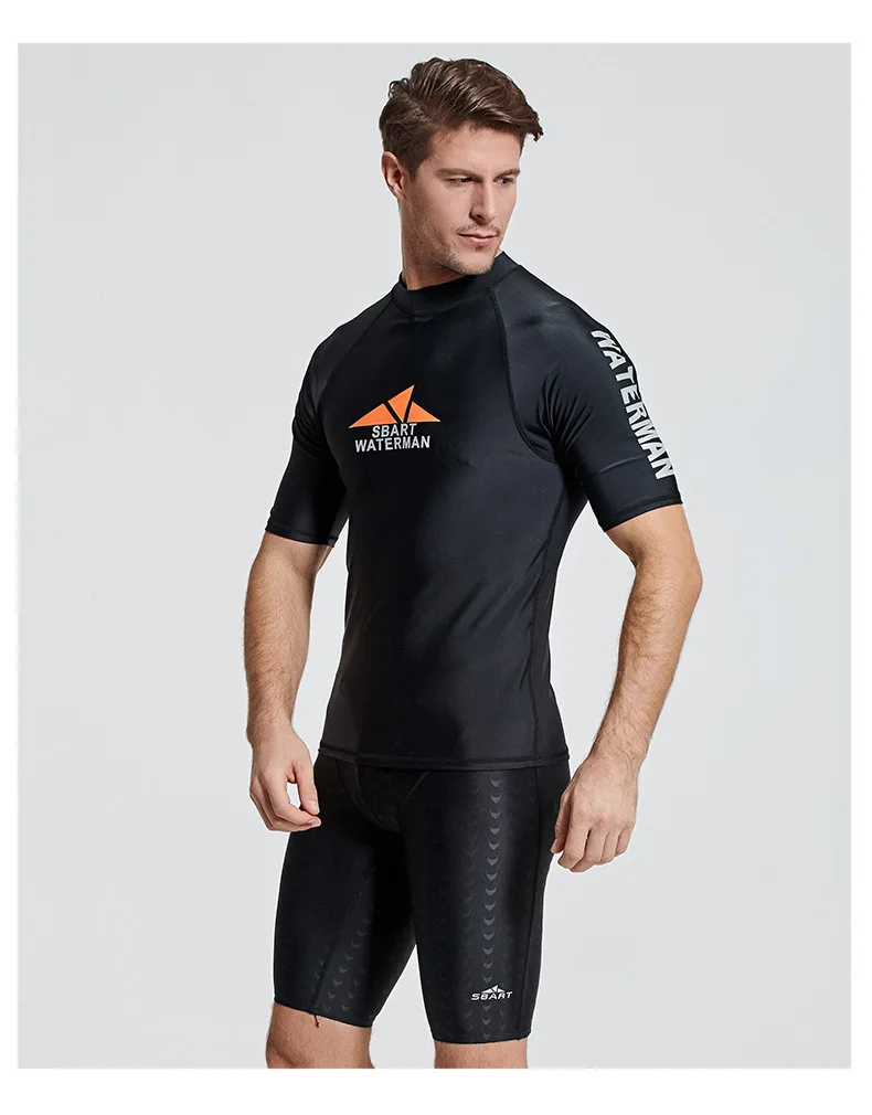 Sbart 1 шт. быстросохнущие купальные костюмы для мужчин, футболки для плавания с коротким рукавом, мужские купальники для плавания DCO