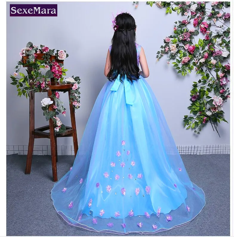 

Children dress trailing dress costumes blue gown mop the floor bitter fleabane bitter fleabane dress princess dress of the girls