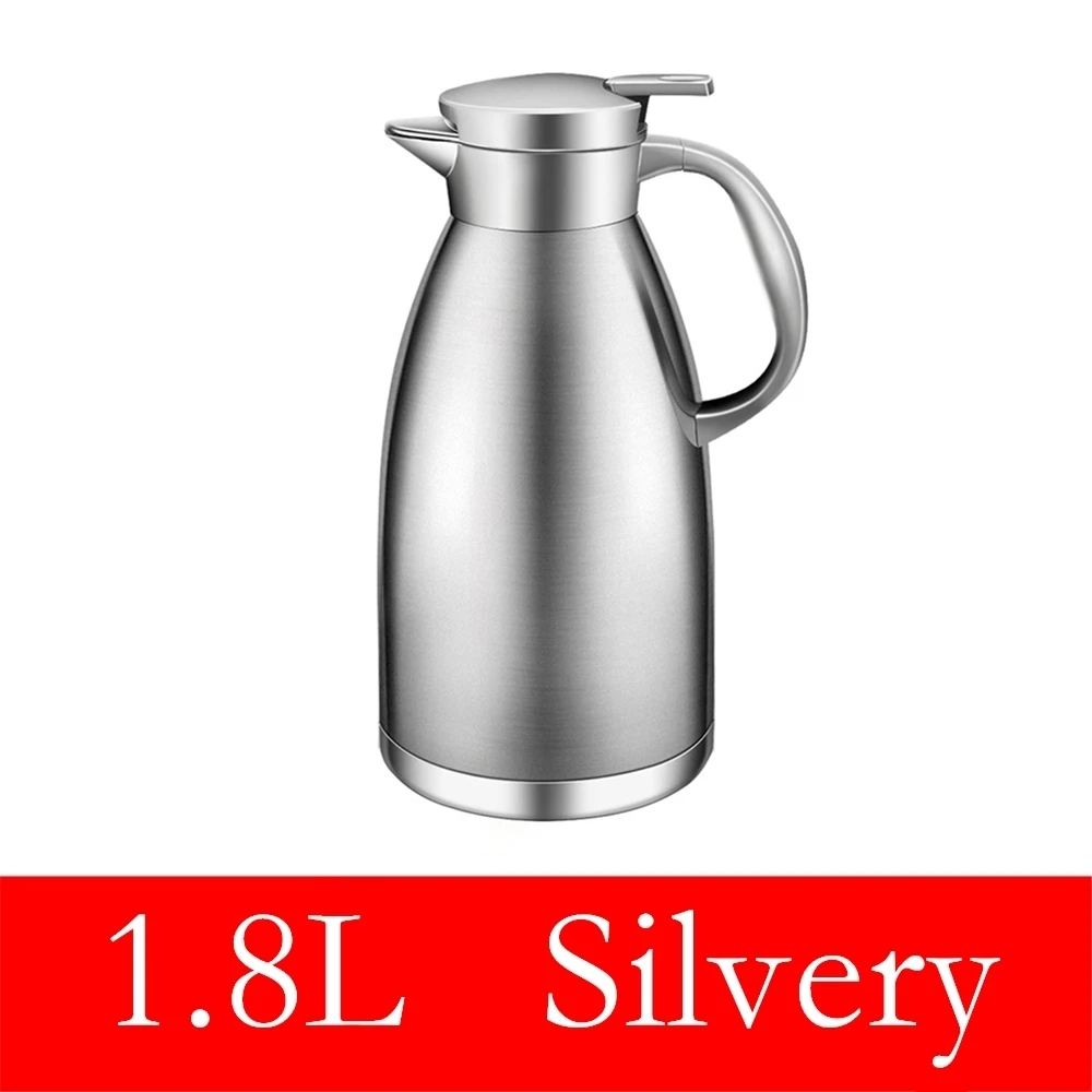 1.8л 2.3л термос из нержавеющей стали с двойными стенками Вакуумный термос для воды 12 часов удержания тепла вакуумная колба кофейник чайник - Цвет: 1.8L Silvery
