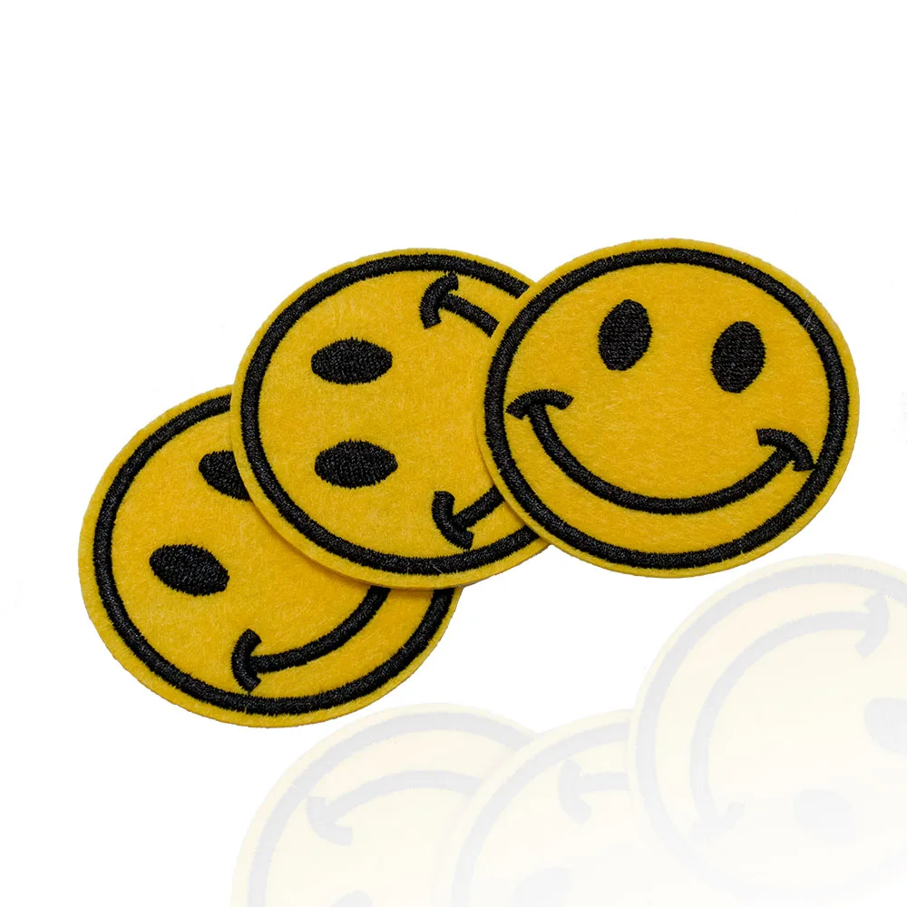 

3 pcs Applique Embroidery Patch Happy Smile Face Yellow Iron On Applique Embroidered Patch DIY Sewing Clothing Accessories