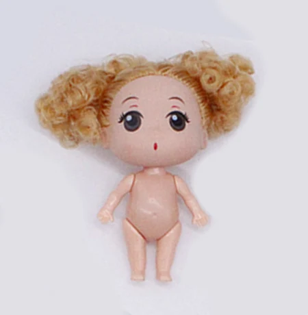 Cute Mini 10cm 1/6 Doll Nude Body 5 Jointed Moveable With Dolls Hair 3D Eyes DIY Toys Accessories Gift for Girl 7