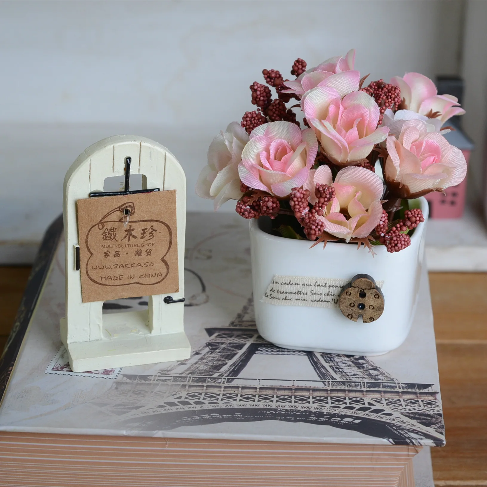 Цветы искуственные для декора Литературный мини керамическая белая чашка поддельные цветок набор шампанское роза искусственный цветочный горшок дома гостиная украшения - Цвет: Розовый