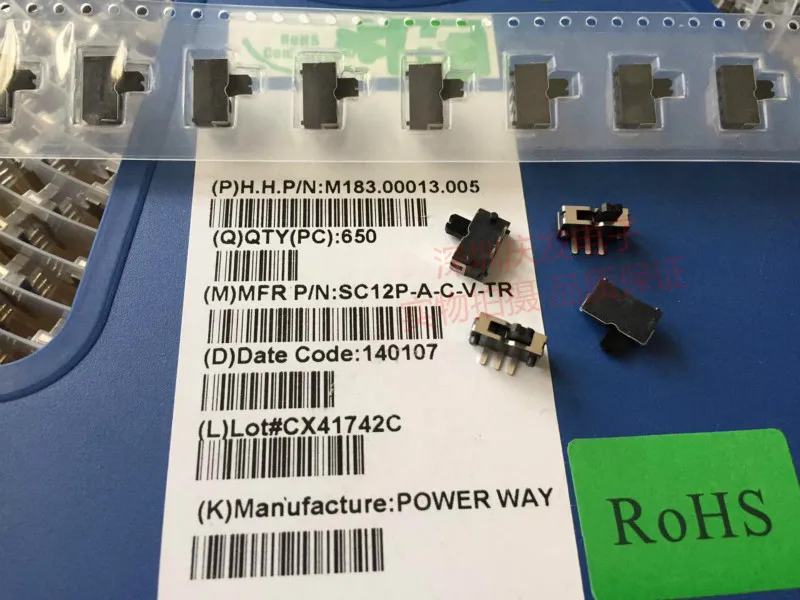 Оригинальный новый 100% импорт DIP SC12P-A-C-V-TR переключатель SMD 3pin 2gear slide side dial 10*5*3 |