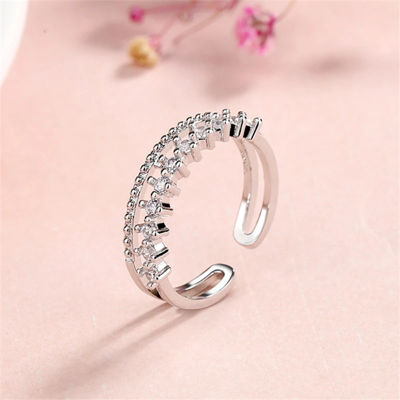 

Korean Fashion Bridal Sets Cubic Zirconia Ring Crown 925 Sterling Sliver Minimalist Ring For Women Ladies Ring Jewelry R269