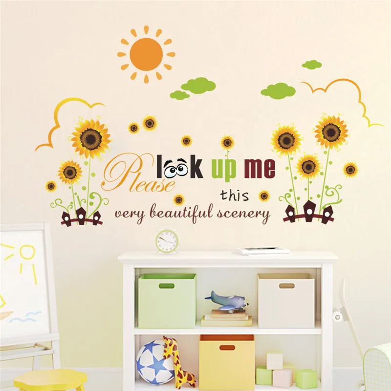 

Beautiful Scenery Garden Flower Sun Wall Sticker Decal Bedroom Living Room Aircraft Wall Art Home Decor Adesivo De Parede Poster