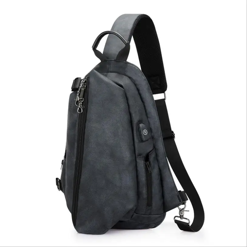 

Creative new men chest bag USB charging chest bag men's large capacity casual outdoor shoulder bag