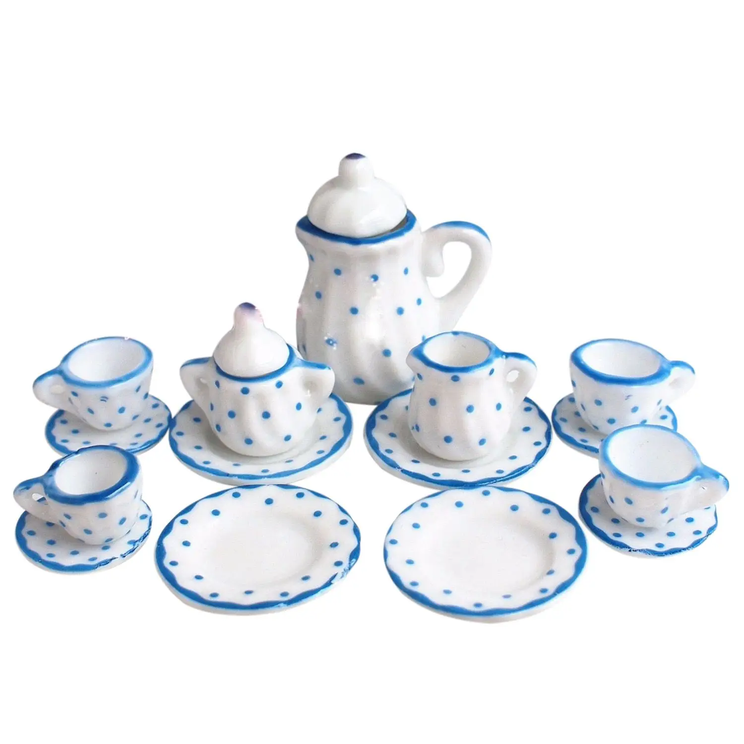 جديد دمية مصغرة 1:12 لعبة المطبخ الطعام غرفة 15 pc Porcelaine طقم شاي جديد دمية مصغرة 1:12 لعبة المطبخ الطعام غرفة 15 pc Porcelaine طقم شاي