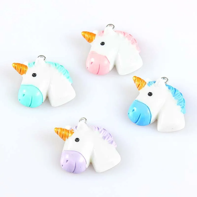 

10pcs Colorful Cartoon Cute Unicorn Horse Charms For DIY Making Rainbow Kawaii Necklace Pendant Keychain Jewelry Gift
