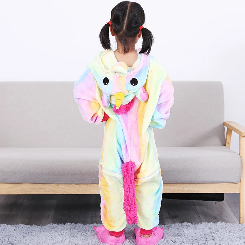 

Girls Boys Winter Kigurumi Pajamas Unicorn Cartoon Anime Animal Onesies Sleepwear Coral Fleece Warm Jumpsuit Children Pajamas