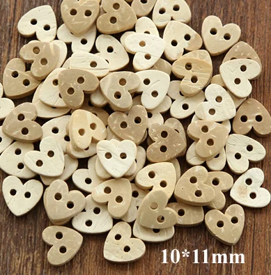 50 шт./лот маленькое сердце дизайн кокосовое Buttons10 * 11 мм аксессуары для шитья