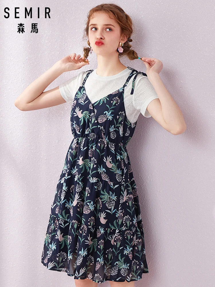 Женское платье-костюм SEMIR популярные летние платья из двух предметов футболка с