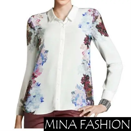 2017 модные блузы женские рубашки с длинным рукавом Топы шифоновые блузки