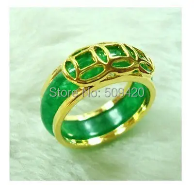 

XFS20141er>Unisex jewellery green jade stone ring size:7# 8#