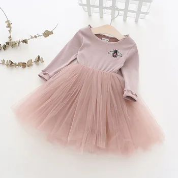 

Infant dress longsleeve baby clothes for 1 2 3 4Years children girl spring autumn costumes ball gown tiered baby girl dress
