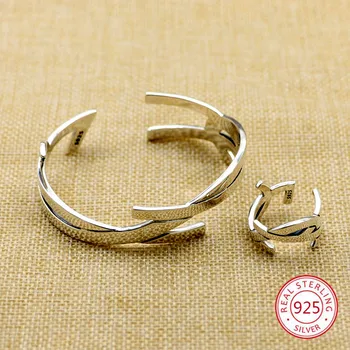 

S925 sterling silver glossy bracelet personalized retro simple double-layer open versatile style to send lover 2019 new hot sale