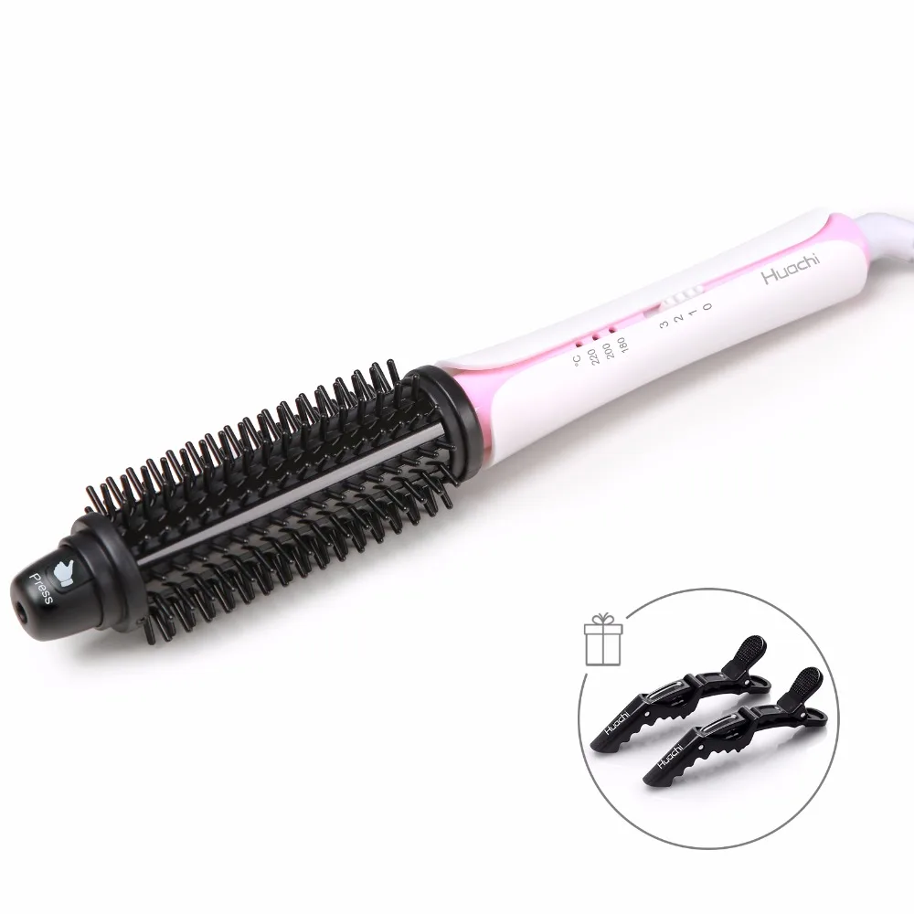 

Brush Curling Irons Ceramic Styling Tools Pink Electric Fast Heating Wave Machine Temperature Control Hair Care Comb Curler Q16