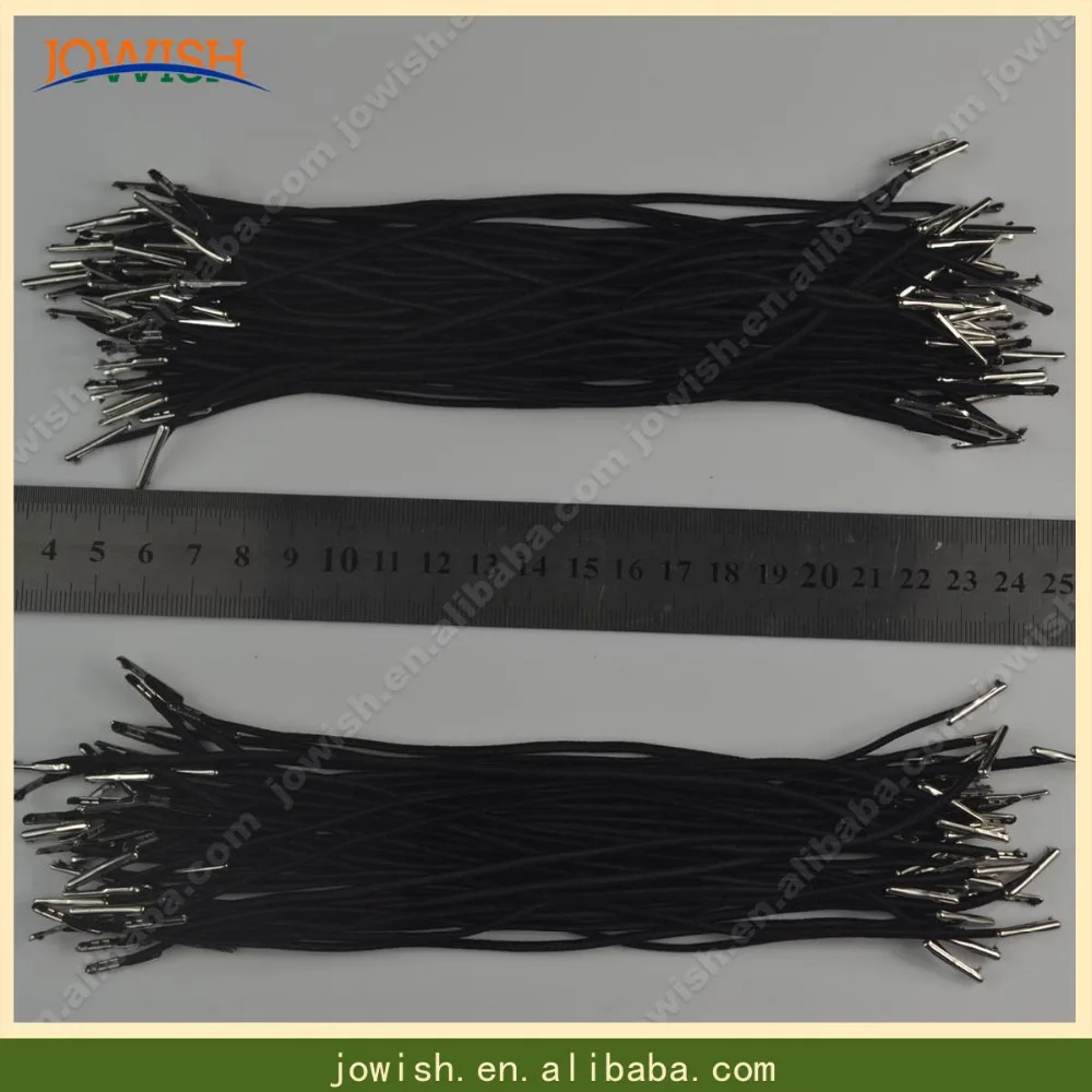 

100pcs / lot 2mm Black elastic string cord with metal barbed for DIY costume masks