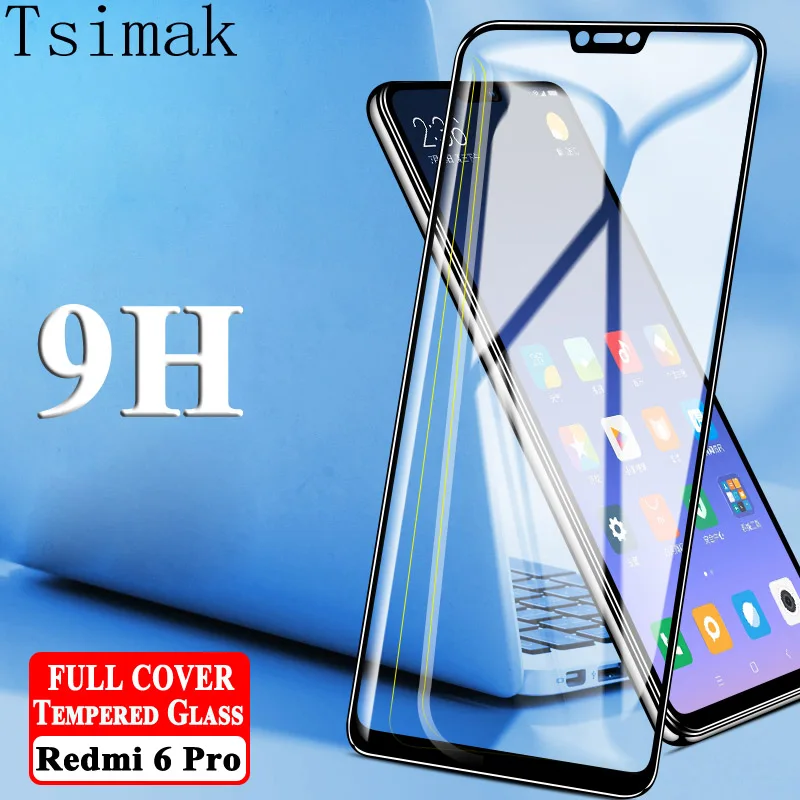 

Tsimak For Xiaomi Mi A2 Lite Tempered Glass Redmi Note 6 Pro 6A Screen Protector Full Cover Explosion-proof Film