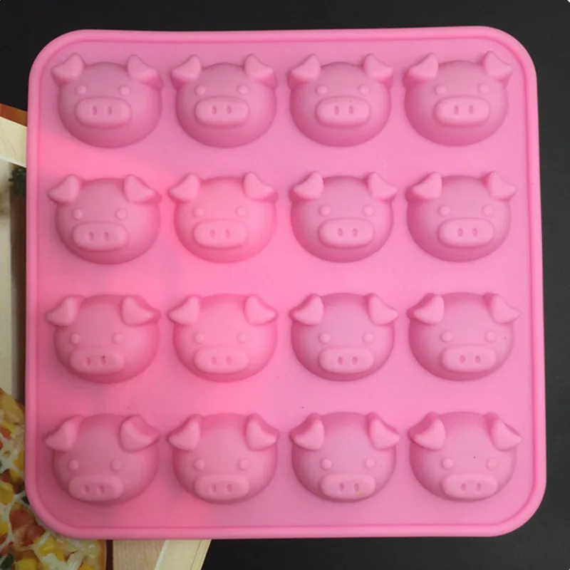 16 Even silicone mold cute pig head shaped silicone chocolate mold DIY