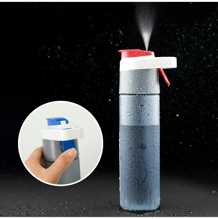 

New Design Spray Water Bottle Portable Atomizing Bottles Outdoor Sports Gym Drinking DrinkwareCreative Button Mist Spray Bottle