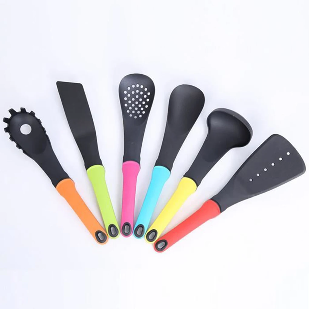 

New Arrived 6 pcs/set Non-Stick Kitchen Cooking Utensils Set Nylon Kitchen Soup Spoon Shovel Spatula Colander Kit