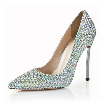 

LSDN-1267 New Fashion Female High Heel Single Shoes Color Pointy Shallow Crystal Nightclub Shoes Women Pumps