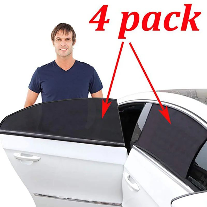 

kongyide Car Sunshade 2Pcs Black Slip On Window Shades Car UV Protection Curtain Sunshade Nylon Mesh Cover ap18