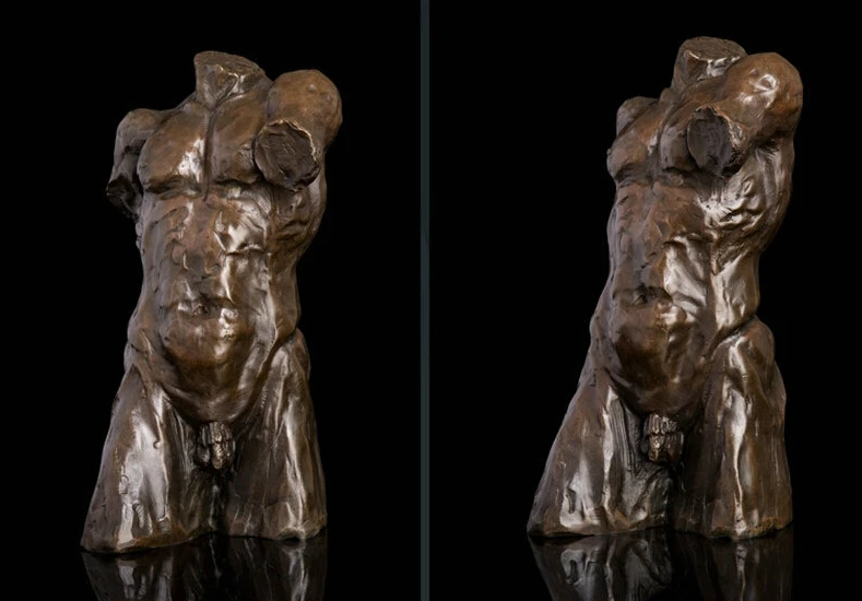 

Art Deco Sculpture Male Man Nude Broken Body Armless Bronze Statue R0713 B0403