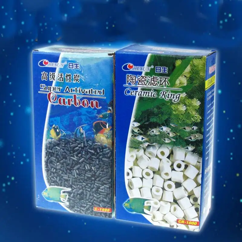 

Resun 500g Bio Activated Carbon Filter Media Aquarium Fish Water Purification Ceramic White Rings Great Coconut Peat Carbon