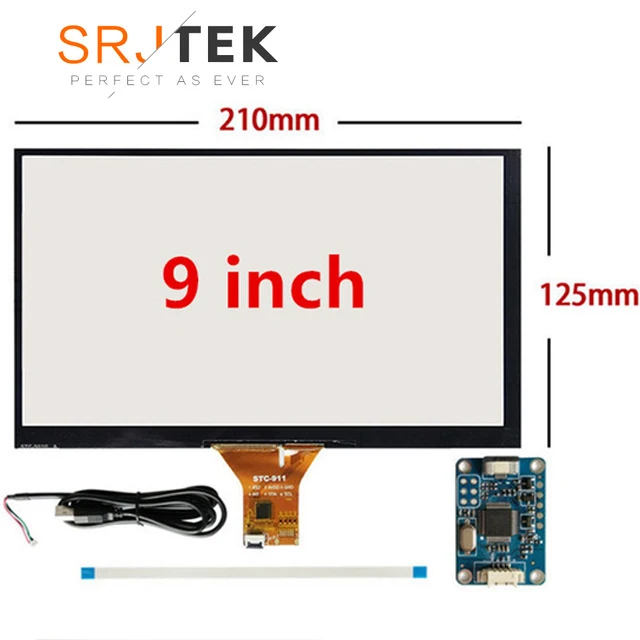 9 polegada 210mm * 125mm raspberry pi tablet pc navegação capacitiva toque digitador da tela do painel de vidro usb placa motorista