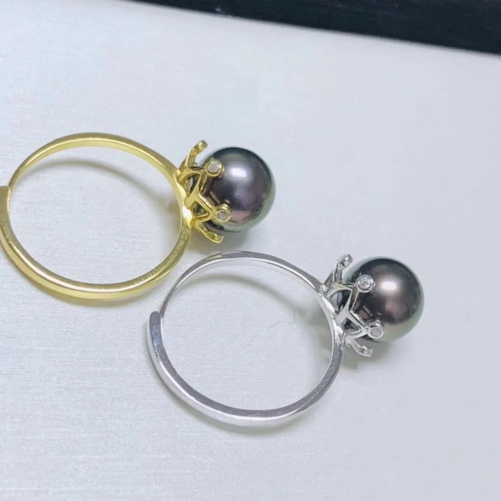 

925 Silver Pearl Ring Finger Ring Adjustable Resizable Ring Findings and Component Jewelry Parts Fittings Accessories
