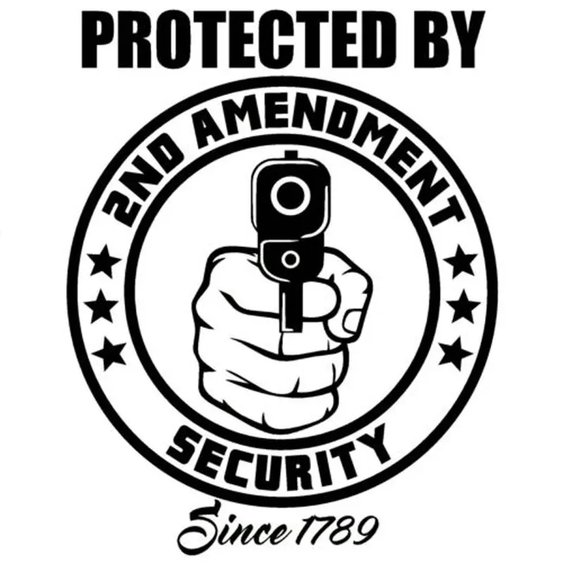 12.5CM*15.5CM Protected By Amendment Security Vinyl Decal Sticker Home