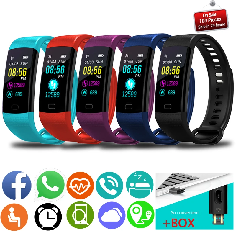 

WISHDOIT LED Smart Bracelet Color Screen Blood Pressure Waterproof Fitness Tracker Heart Rate Monitor Smart Band for Android IOS