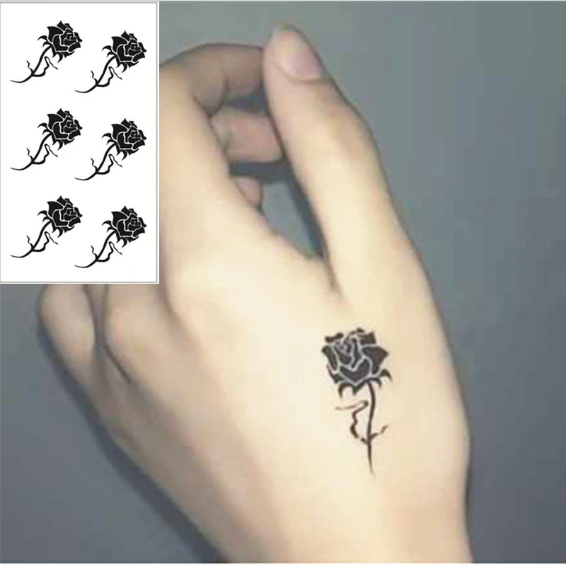 Comprar Negro Rosa flash tatuaje mano pegatina 10.5*6