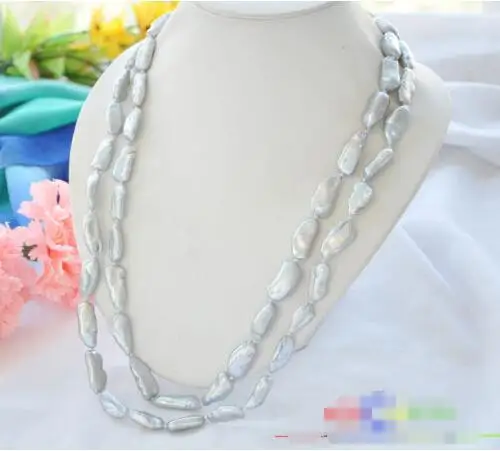 

Free shipping hot sale Women Bridal Wedding Jewelry >> 50" 25mm gray biwa dens Freshwater pearl necklace