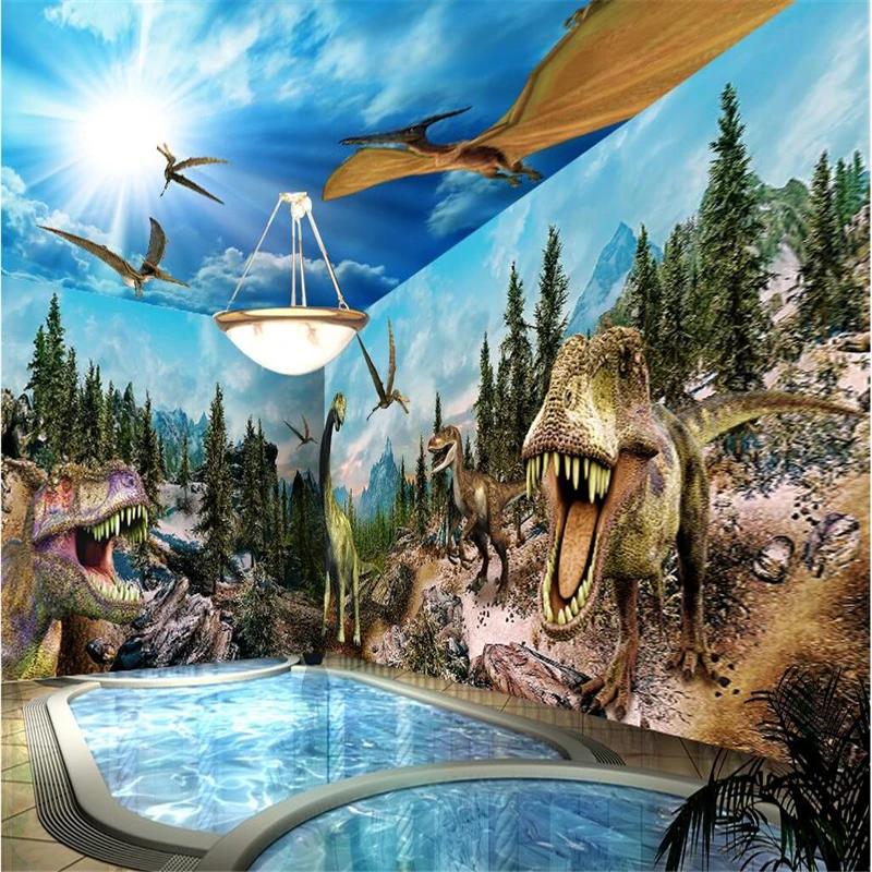 beibehang Wall paper Mural Wall Stickers Dinosaurs Out 3D Walls Walls papel de parede 3d para sala atacado 3d wallpaper beibehang nature scenery landscape forest snow view papel de parede 3d large photo wall paper murals mural wallpaper for walls