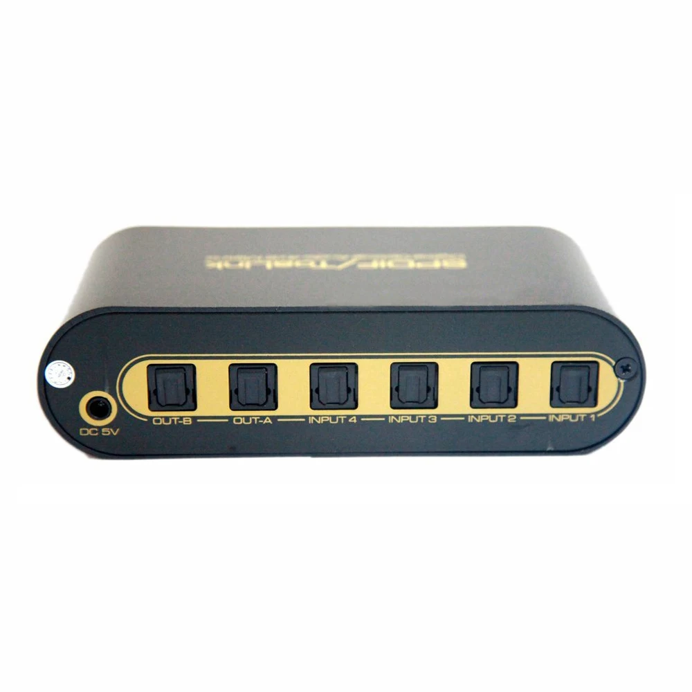 KSOL SPDIF TOSLINK Digital Optical Audio 3x1 Switch with Remote Control (Three Inputs one Output) (SPDIF 4x2) Black