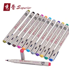 Улучшенный 12 с цветным рисунком набор кистей и ручек художника растворимые цвета Эскиз маркер для школы рисования дизайн краски Художественные принадлежности