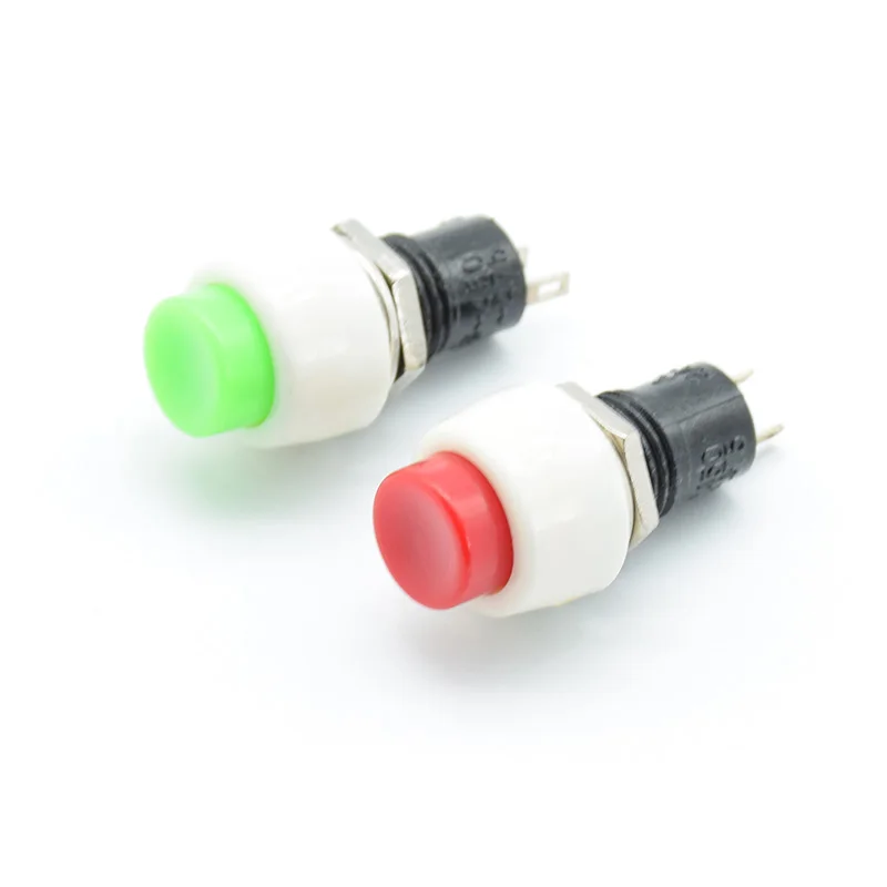 

5pcs Self-locking Round Small Push Button Switch Terminal 250V 2A Red Green Copper Pin 10mm Mounting Hole DS-450