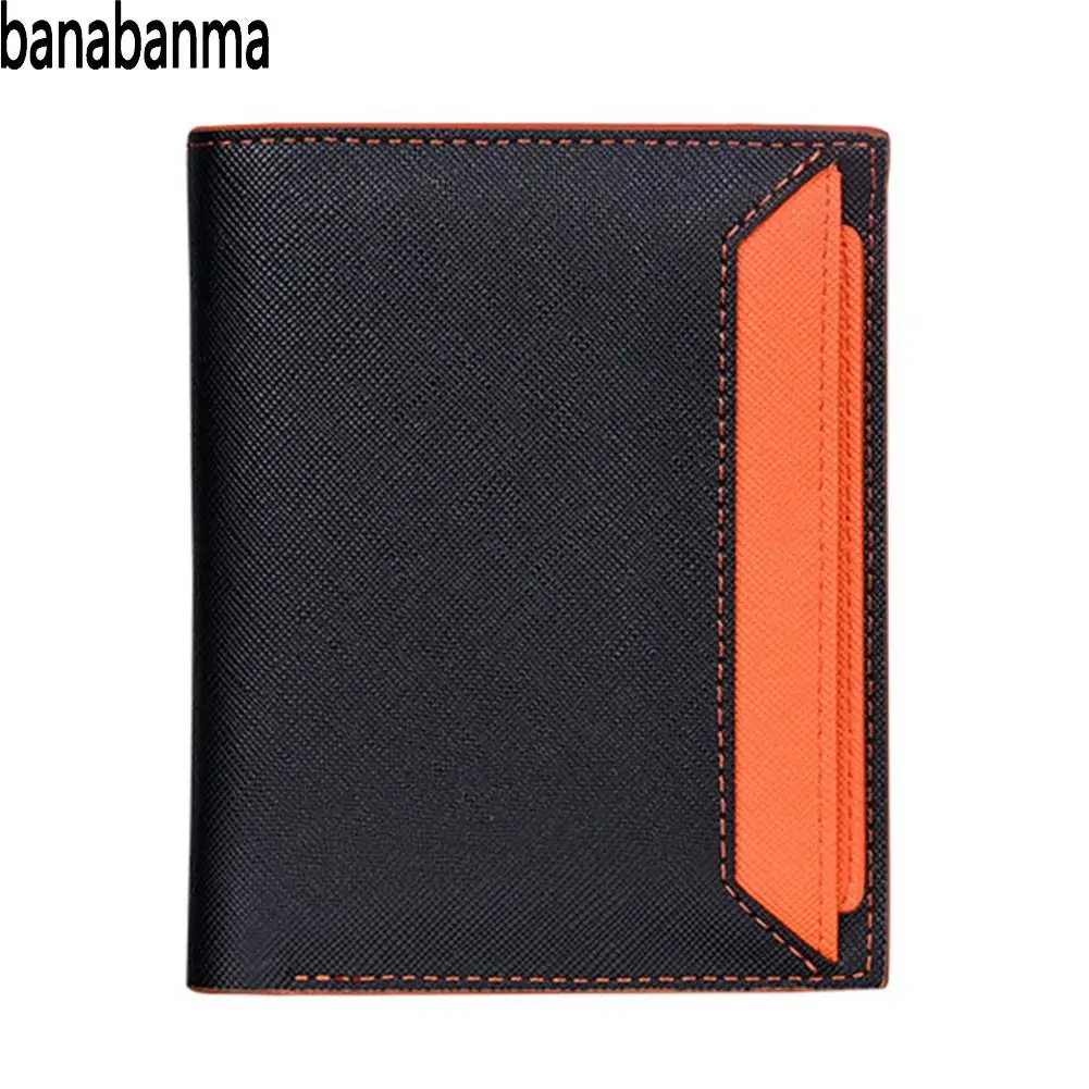 banabanma Stylish Men wallet fashion purse Vertical-Style Wallet Contrast-Color Money Clip Card Bag Valentine's Day Gift ZK15 contrast trim glitter wallet