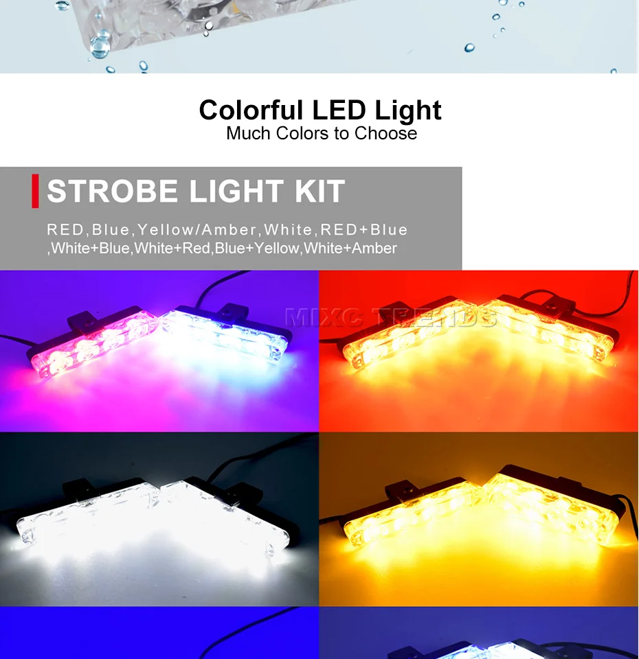 2X4 стробоскоп светодиодный полицейский светильник скорой помощи 12 В светодиодный Предупреждение ющий стробоскоп светильник s авто мигающий аварийный мигалка автомобильный Дневной светильник s