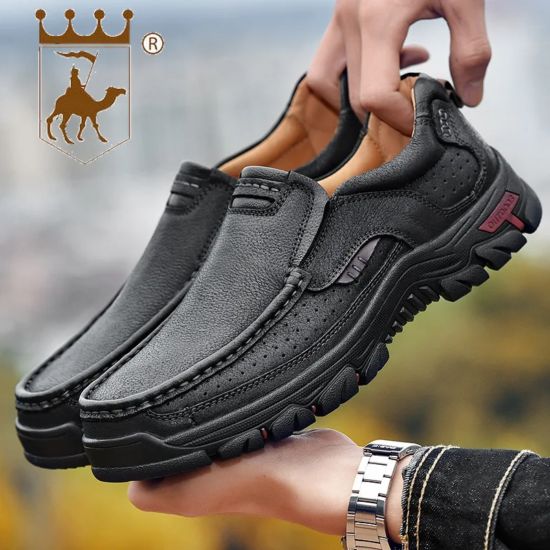 

BACKCAMEL Autumn Winter New Leather Outdoor Casual Shoes Men's Shoes Non-slip Wear-resistant Gevulkaniseerd Schoenens Size 38-44