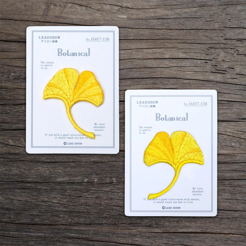 

AHYONNIEX 1PC Ginkgo Tree Patches Clothing Embroidery clothes stickers Applique plants sticker DIY Clothing Accessories