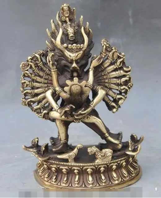 

S7199 7" Tibet buddhism Bronze Joss 1000 Arm Yamantaka Hayagriva Buddha hevajra Statue D0318