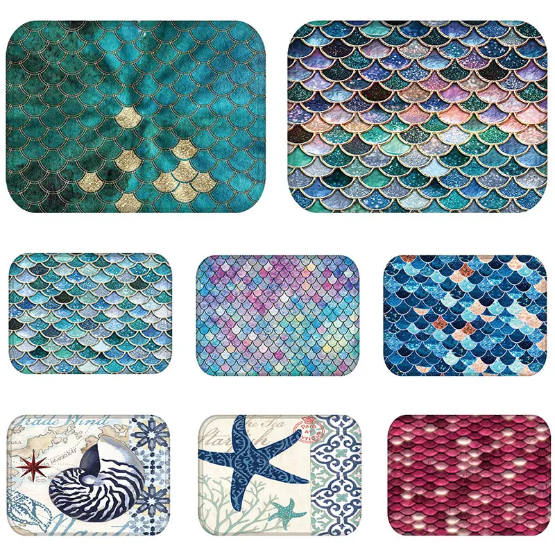 

Mat for Kitchen Bathroom Floor Mordern Scale Style Reusable Washable Rug Dustproof Anti-Slip Home Carpet Mats in Hallway 48226-2