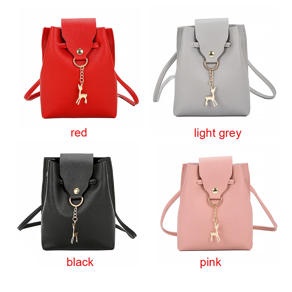 Мини-Чехол-сумка для телефона женский кулон с оленем украшения плечевая сумка-мешок элегантный дизайн PU надежные рюкзаки
