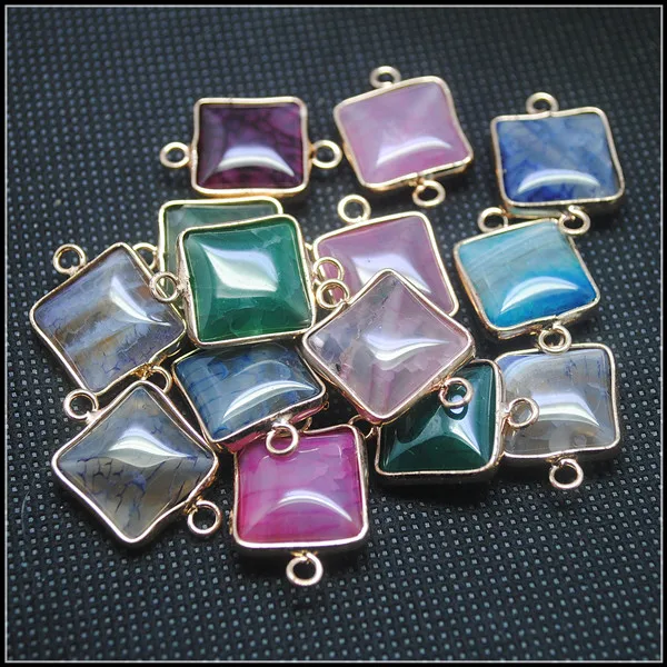 3pcs natural gem stone connectors beads caps for charming jewelry fittings necklace or bracelets