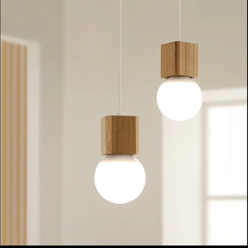 

Pendant Lights Personalized solid wood single head modern simple dining lanterns creative Nordic restaurant bar counter cafe