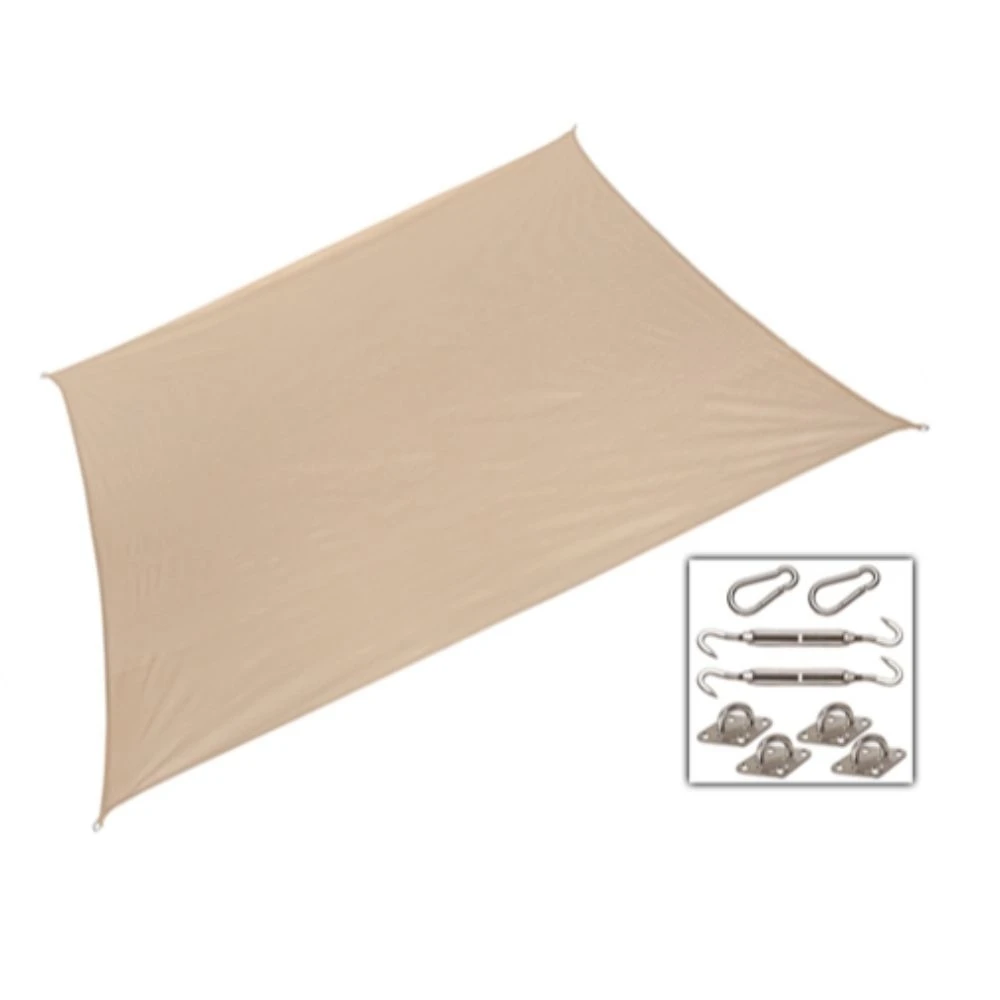 California Sun Shade Sail Kit Rectangle 10ft x 8ft Desert Sand